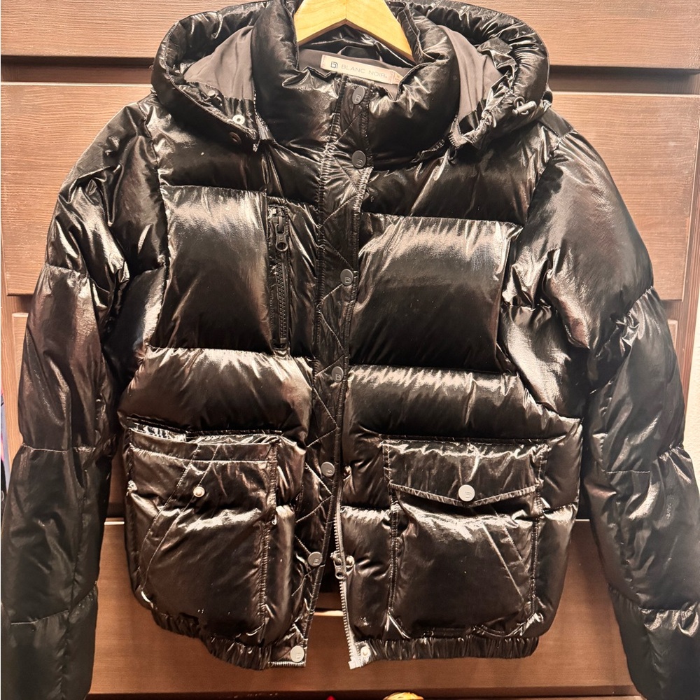 Blanc Noir Shiny Black puffer Jacket